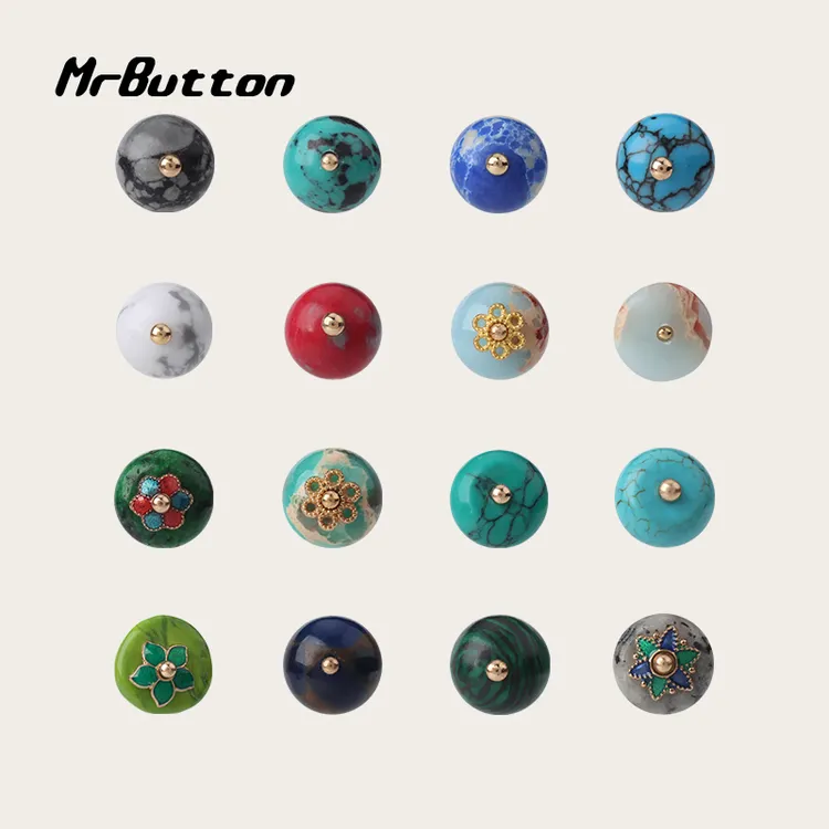 MR BUTTON 10颗复古绿松玉石散珠子DIY手链国风饰品汉服旗袍辅料