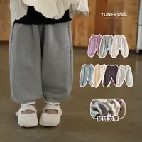 允儿妈女童冬季新款加绒加厚蕾丝拼接休闲裤宝宝秋冬运动裤卫裤潮