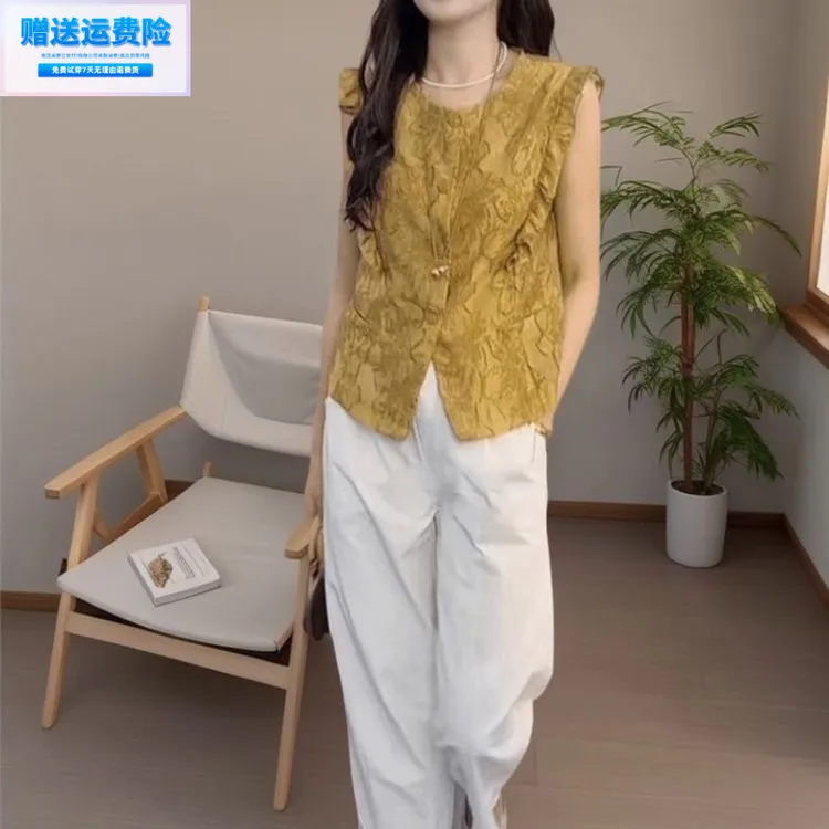 （运费险）夏季2025新款韩系穿搭时髦设计感复古镂空小衫女洋气减