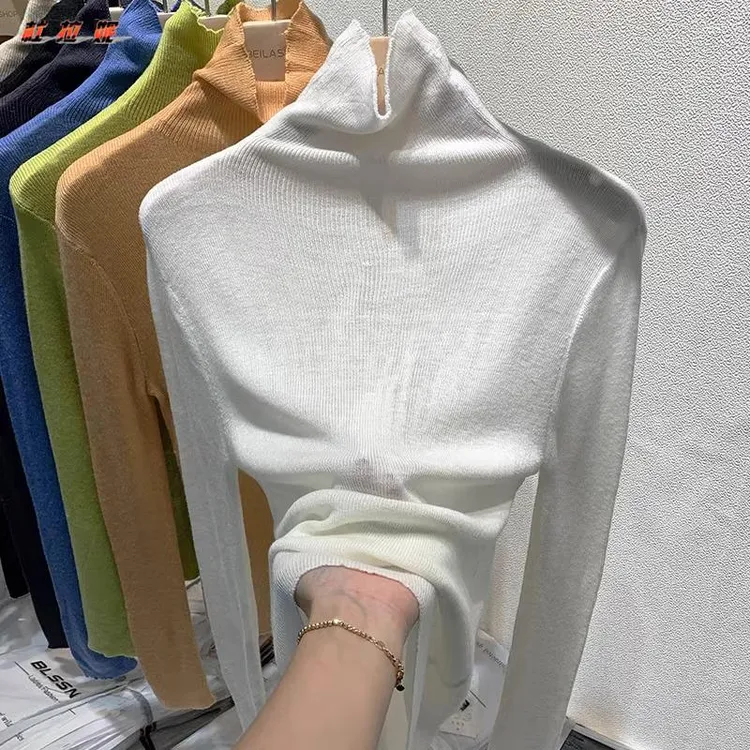 杜拉妮高领软糯羊毛针织衫女士初秋打底衫高弹堆堆领上衣洋气毛衣