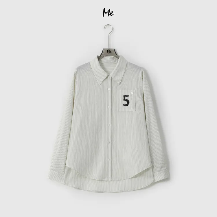 ME【5号小香条纹衬衫】奢牌感刺绣时尚百搭休闲一手长外套MESA0206