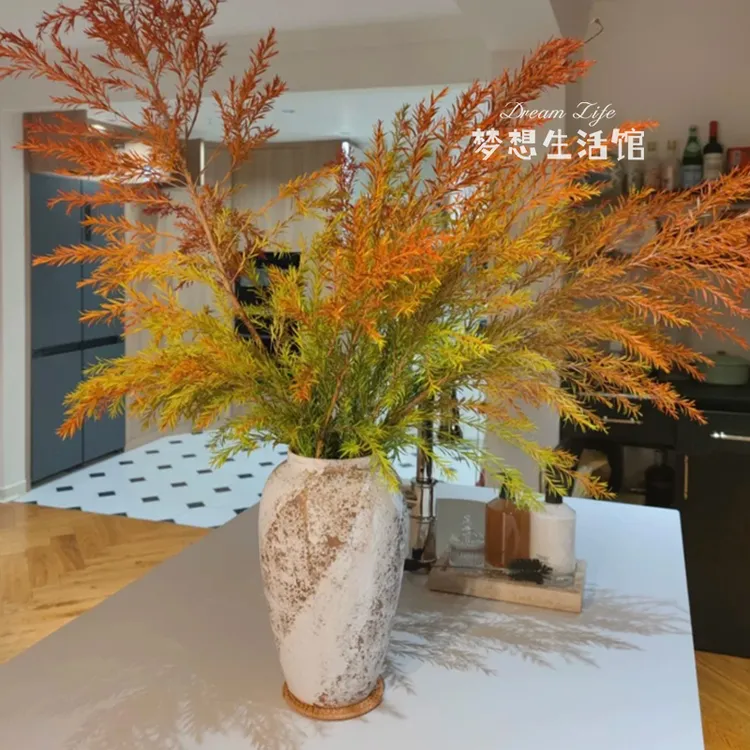 千层金花瓶侘寂风陶瓷摆饰玄关电视柜插花水培覆古新中式陶罐花器