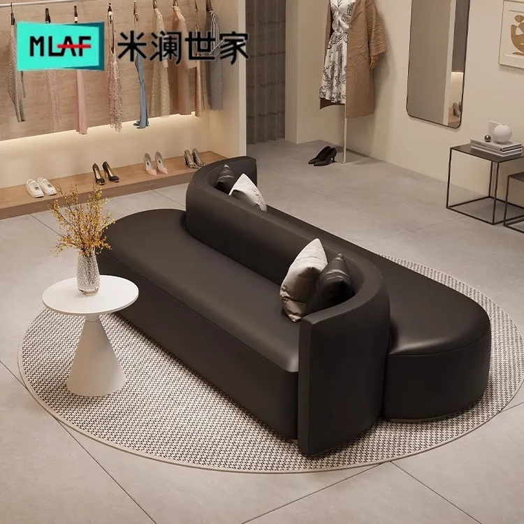 设计师双面弧形沙发免洗猫抓皮服装店铺美容院休息区服装店沙发