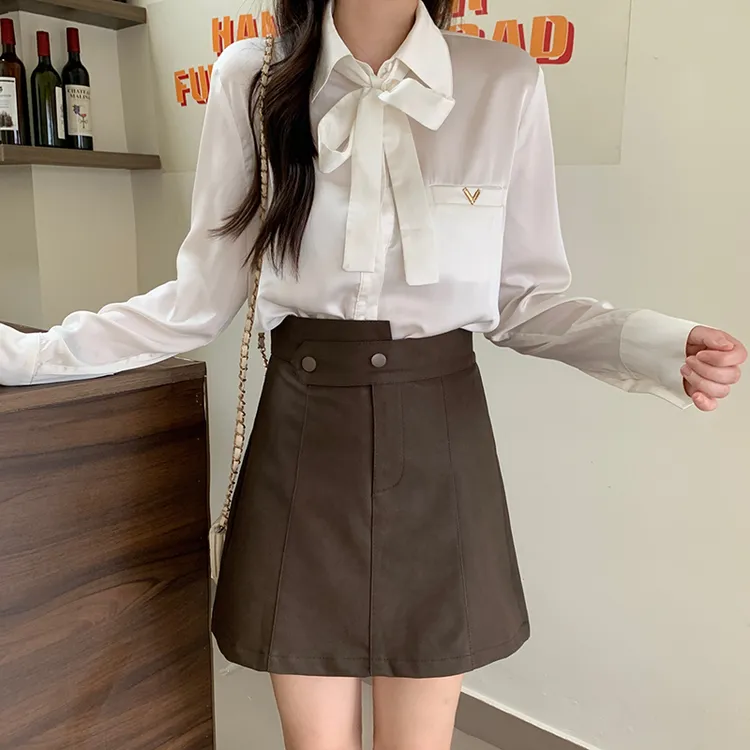 MZ103大码女装2025秋新款胖妹妹PU皮裙短裙百搭高腰显瘦半身裙