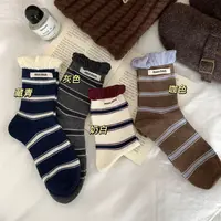 新款袜泡泡口条纹学院风复古百搭堆堆袜W5069