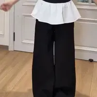 怡尔家韩系甜美风格黑色花边裤