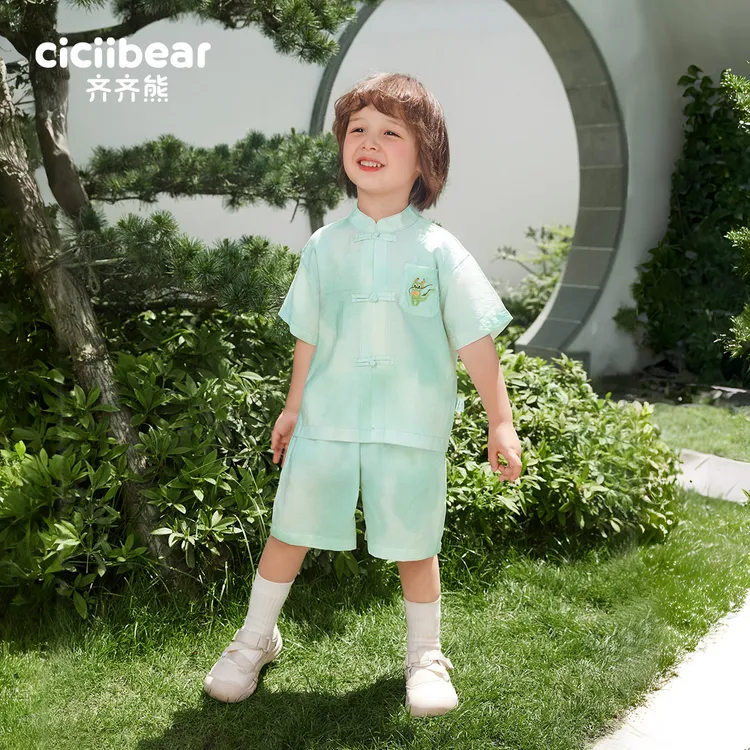 CICIIBEAR/齐齐熊【国风】男童汉服套装夏季衬衫两件套宝宝Q101847