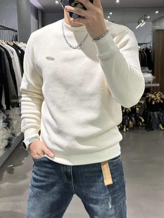 特大码300斤高端纯色双面奥粒绒卫衣男士秋冬摇粒绒打底衫上衣