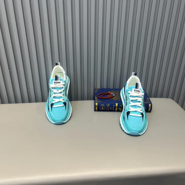 男士春季新款混搭风厚底皮网拼接舒适百搭潮流休闲运动鞋潮鞋