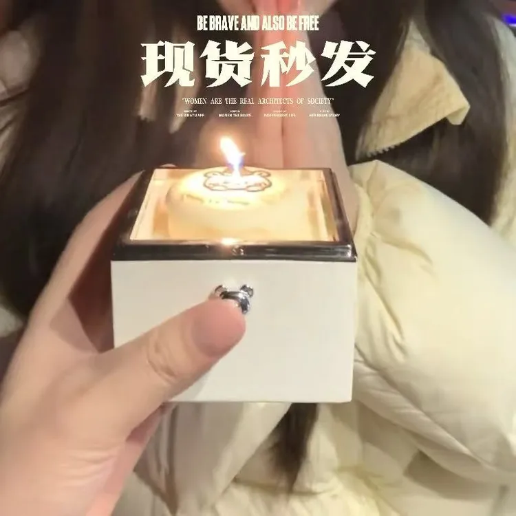 【正品现货】小熊蜡烛翻转戒指盒送男女友情人节礼物惊喜礼物创意