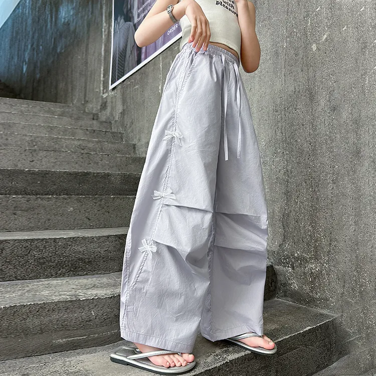 女童裤子夏季2025新款薄款休闲工装裤中大童夏装伞兵裤儿童阔腿裤