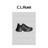 【Rumi精选】“增高鞋”25百搭黑色松糕简约牛皮老爹增高鞋7229pj