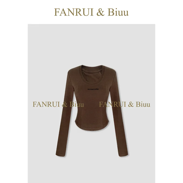 FANRUI/泛芮「贝贝biuu」羊毛修身显瘦打底时髦设计感长袖t恤B18308