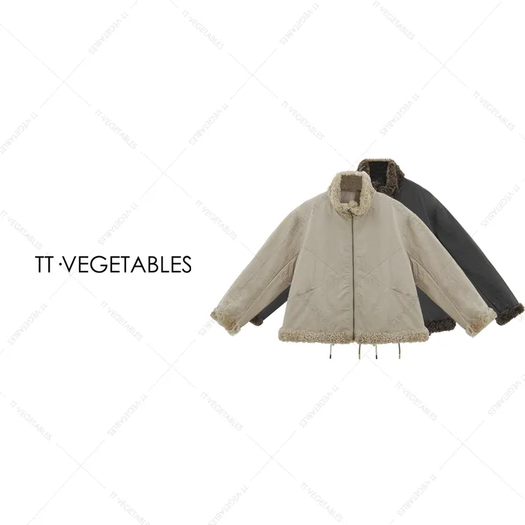 噢芬/小个子 【荞悠】白鹅绒羊毛翻领宽松羽绒服外套522665