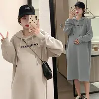 孕妇连衣裙春秋季外穿时尚宽松休闲洋气减龄孕妇装卫衣长裙子潮妈