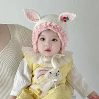 毛绒帽无檐圆顶卡通风休闲风帽子宝宝加厚婴儿帽女宝