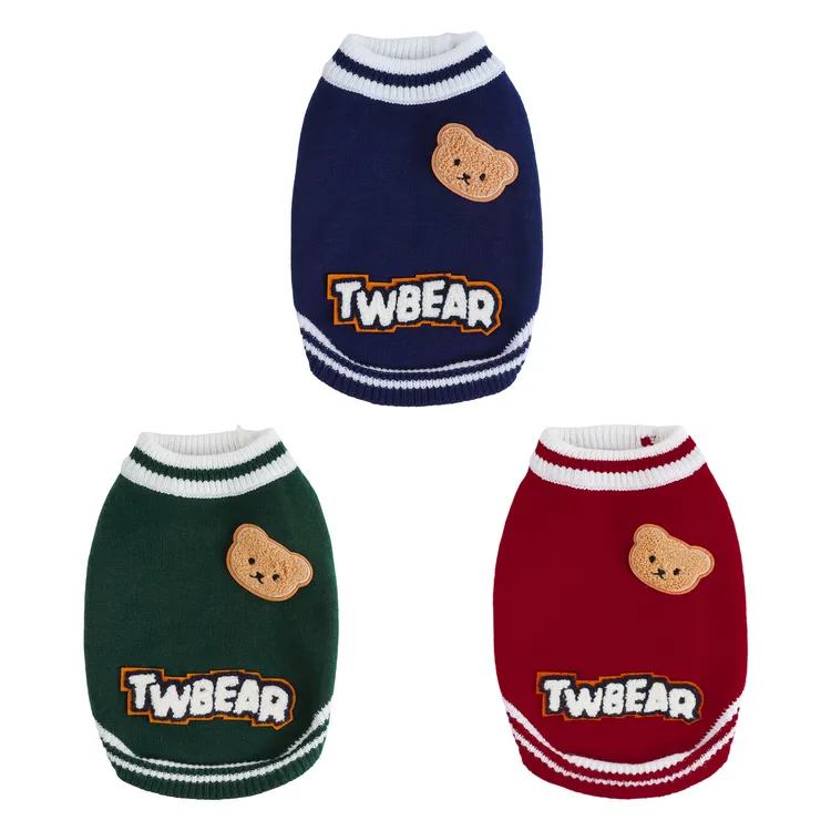 A04/05/06秋冬加厚保暖防风宠物棒球服针织毛衣适合小型犬猫