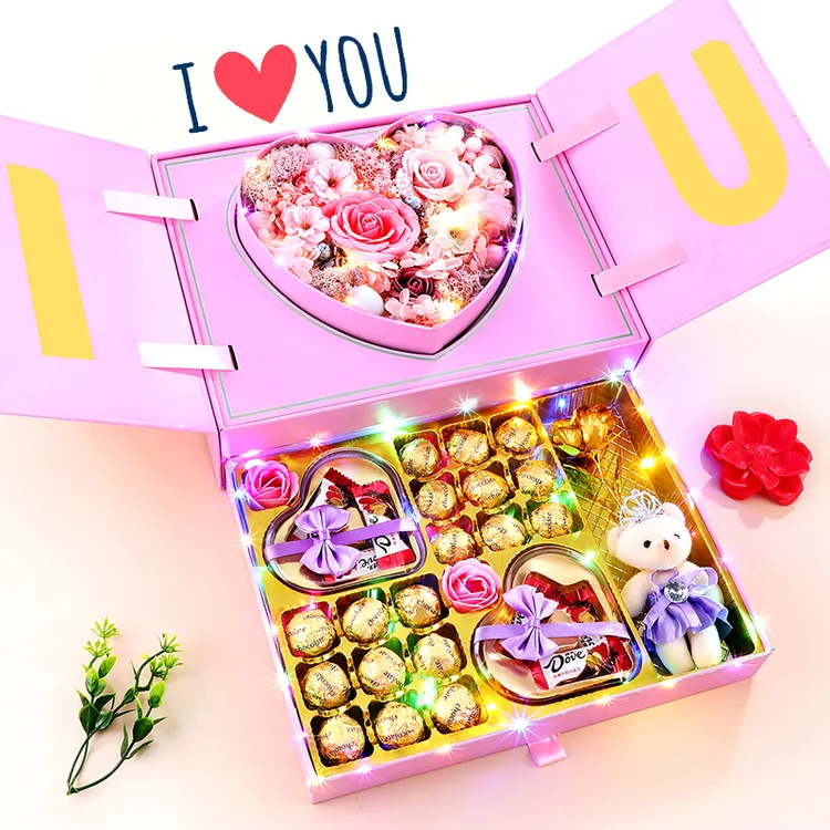 德芙巧克力情人节糖果礼盒送男女朋友棒棒糖果爱心手提高档礼品