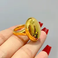 【专柜同款】 精工版鸽子蛋金色时尚活口戒指