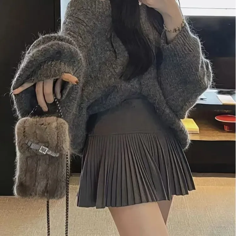 毛呢百褶裙女秋冬季2025新款高腰显瘦加厚jk短裙小个子a字半身裙