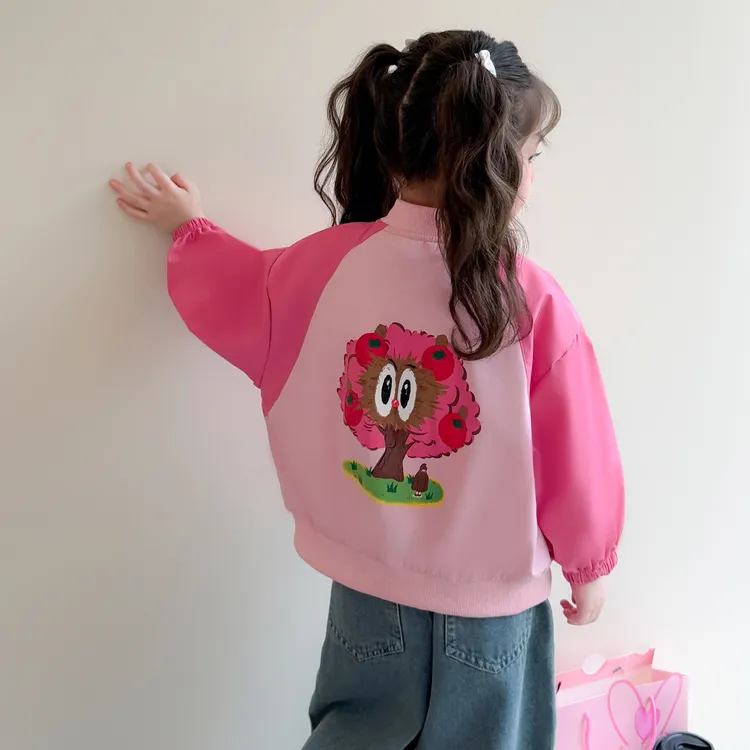 女童外套春秋款2025新款儿童洋气卡通棒球服宝宝休闲百搭夹克上衣