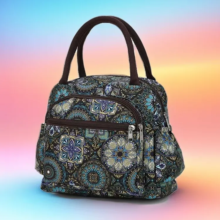 新时尚潮流妈妈包手提包袋手拎袋逛街购物包带娃包女士休闲印花包