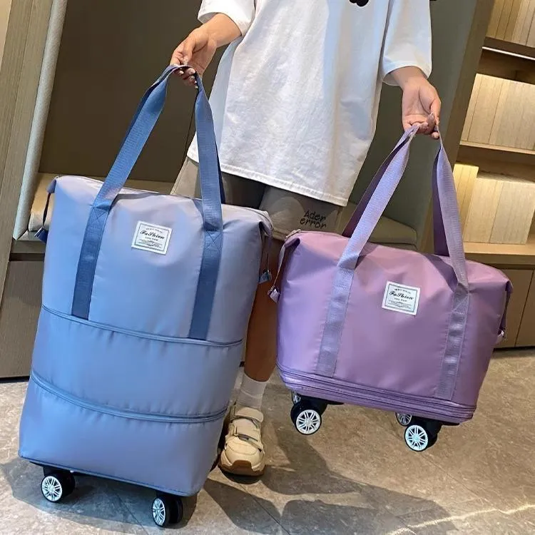 万向轮旅行包2024年新款便携手拉行李袋带滑轮收纳包大容量健身包
