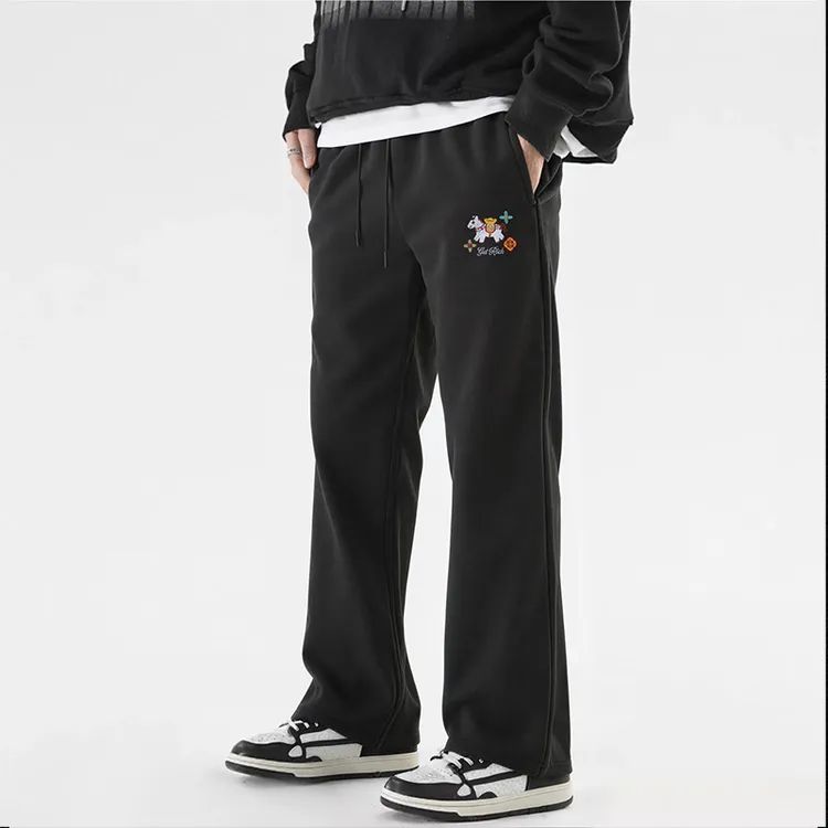 卫裤男款直筒宽松垂感秋冬季高级感马年图案刺绣休闲裤配卫衣裤子