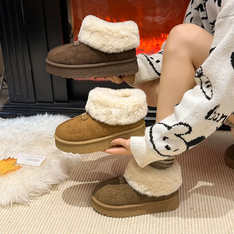 东北厚底户外雪地靴女冬季加绒加厚孕妇保暖棉鞋防水防滑毛毛短靴