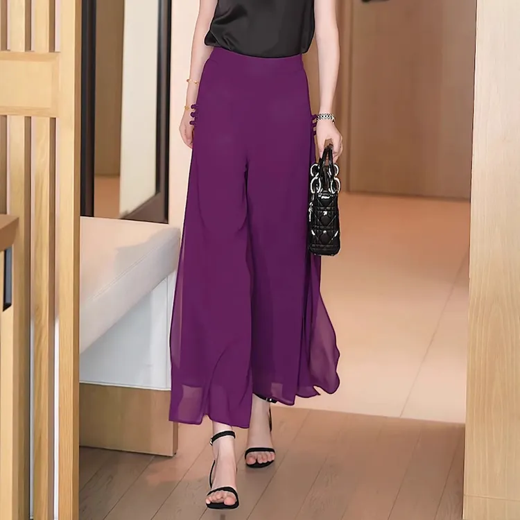 2025年垂感的裤子女百搭冰丝九分裤高腰宽松慵懒小个子显瘦阔腿裤