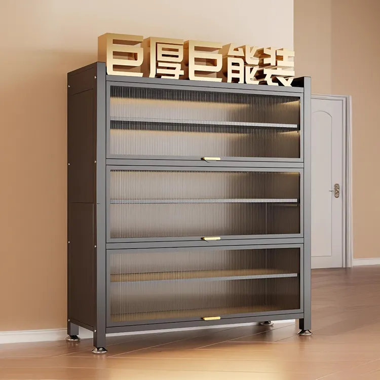 钢制鞋柜家用门口防潮2025新款多层落地防尘鞋架入户玄关储物鞋柜