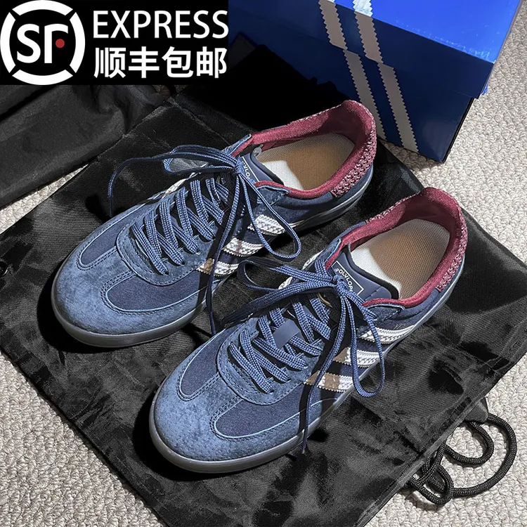 美式三杠复古蓝莓色德训鞋男鞋2025新款情侣百搭平底休闲板鞋女潮