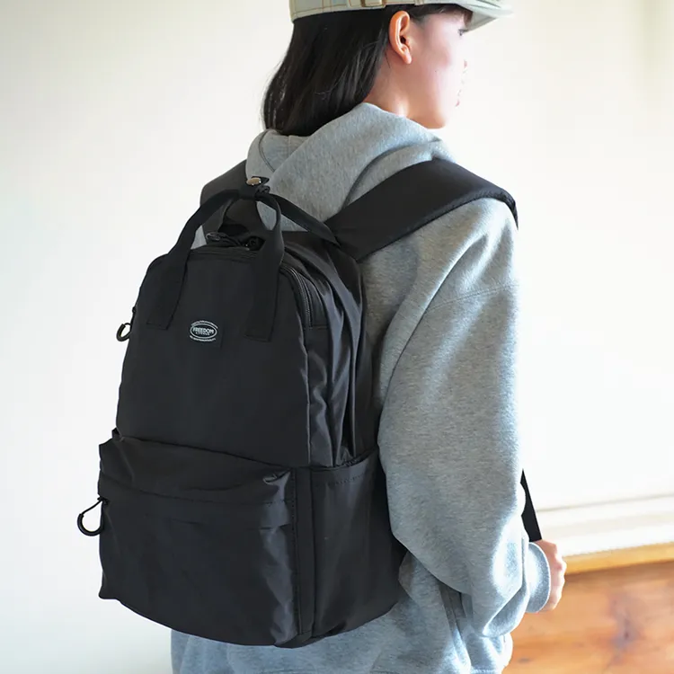 轻职风竖款拉链全防水双肩包中学生电脑包黑色百搭日系双肩包女