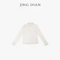 【JING DIAN】白色蕾丝花边领长袖秋冬磨毛内里小衫1814
