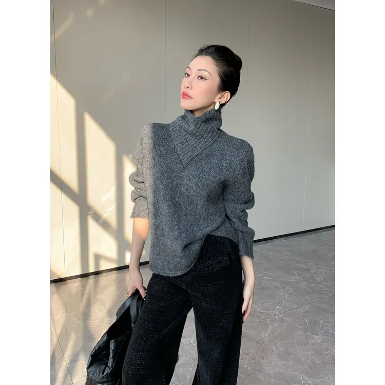 JIJINQI时尚气质高领网红针织长袖秋冬套头百搭毛衣女JC12SMHM193