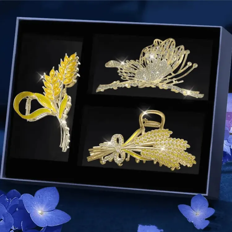 圣诞节生日礼物送老婆女朋友麦穗抓夹气质轻奢鲨鱼发夹发卡礼盒装