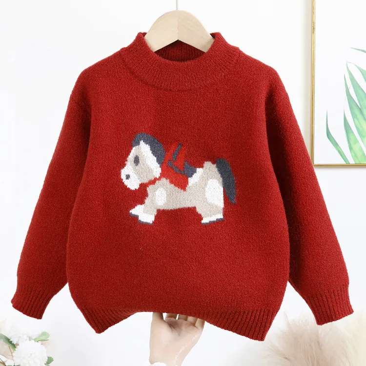 【年货小马】男女童毛衣冬装新款中大童小马加厚保暖针织衫上衣新款