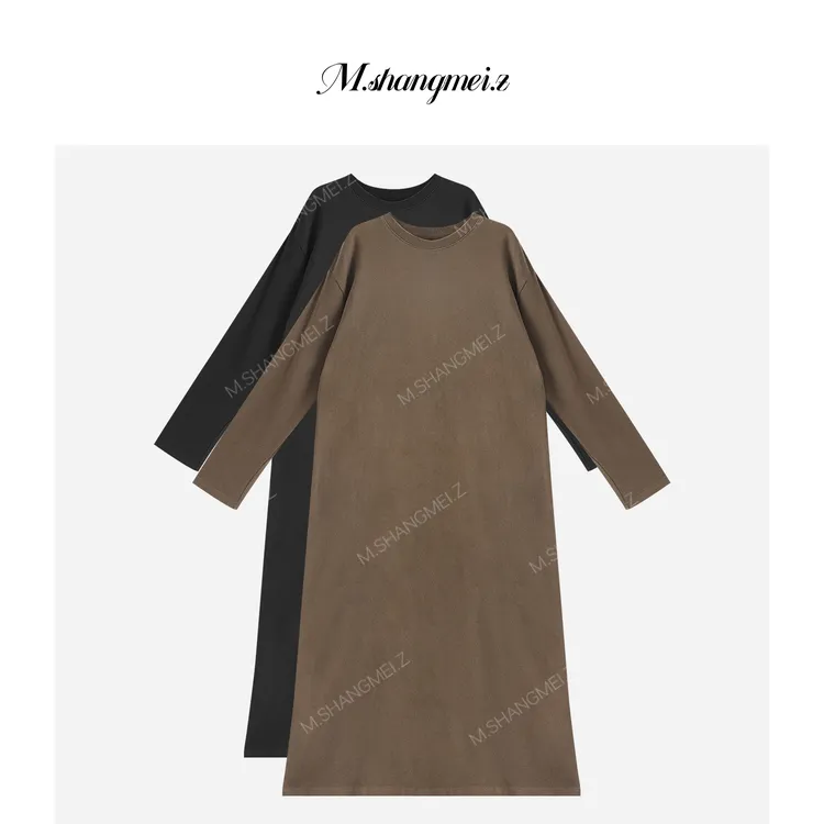 M.SHANGMEI.Z/沐熙【体感美学】美大哥随性宽松长袖连衣裙X08T3708