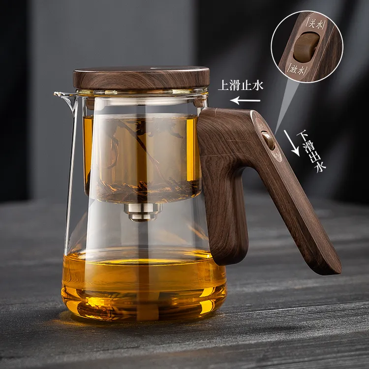 顶壶全玻璃内胆飘逸杯花茶家用茶水分离泡茶高档磁吸办公室飘逸壶