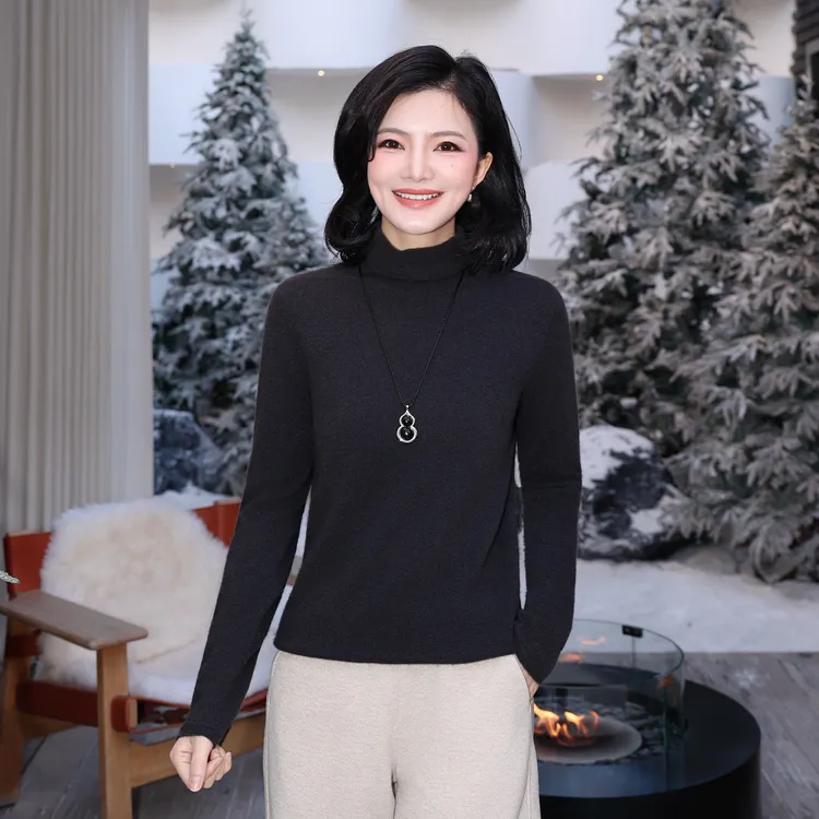 【全山羊绒】枫竺阿楠anan半高领无缝一体针织羊绒衫女冬季保暖毛衣