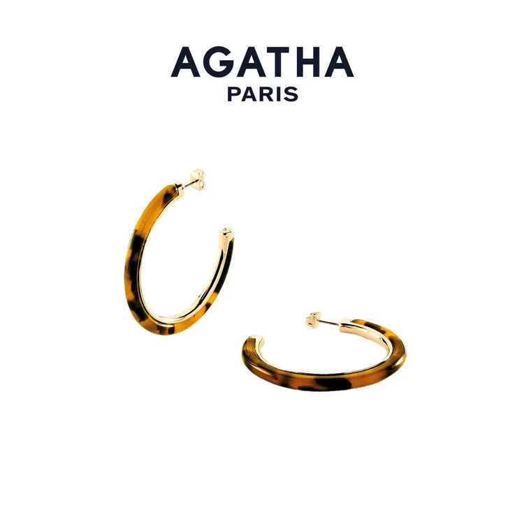 直播专属AGATHA 明星同款经典玳瑁色法式复古耳环D