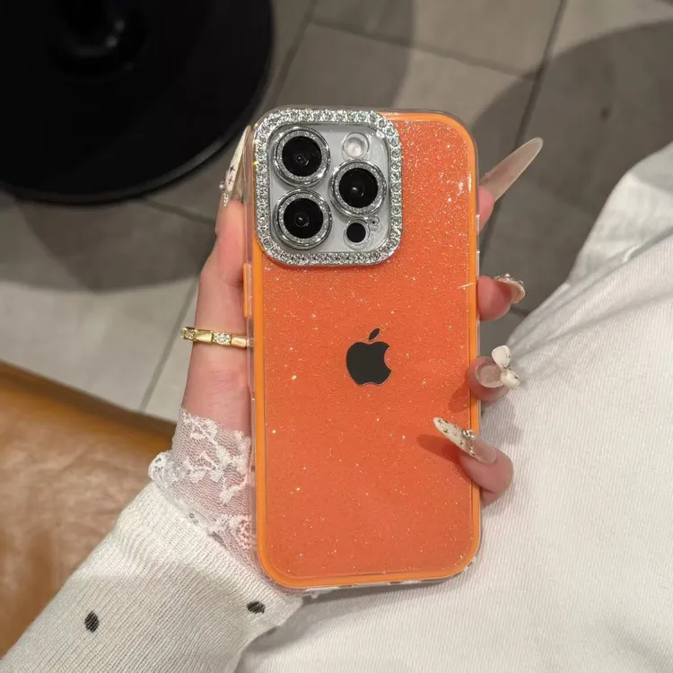 轻奢二合一超美闪粉适用于苹果17手机壳15/14/13/12/11纯色果冻壳