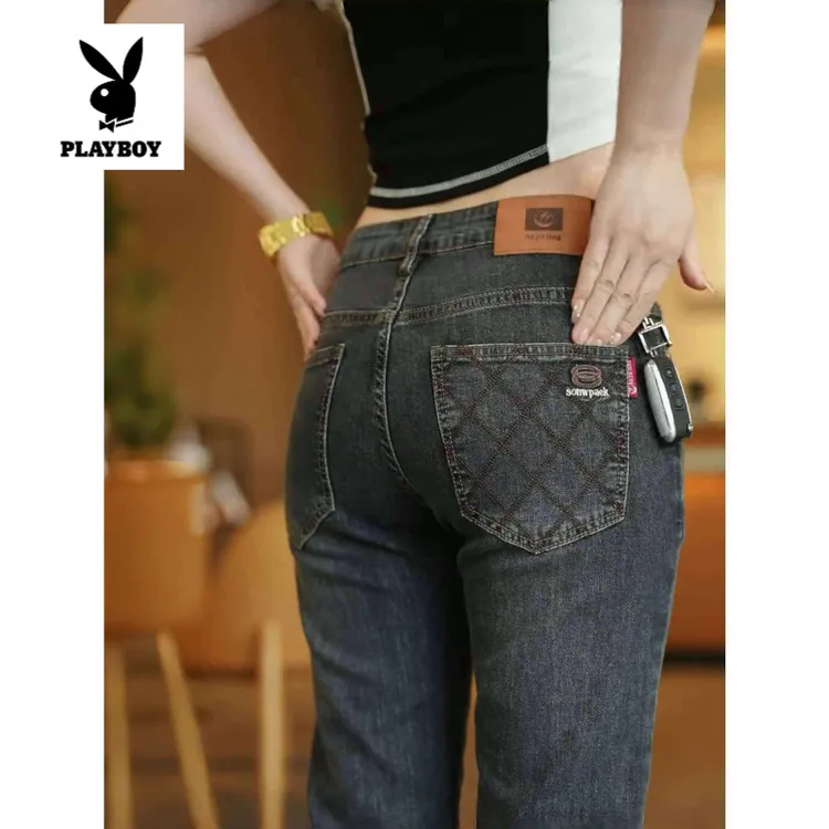 花花公子2025春秋季新款牛仔裤男士韩版小脚直筒高端休闲百搭长裤