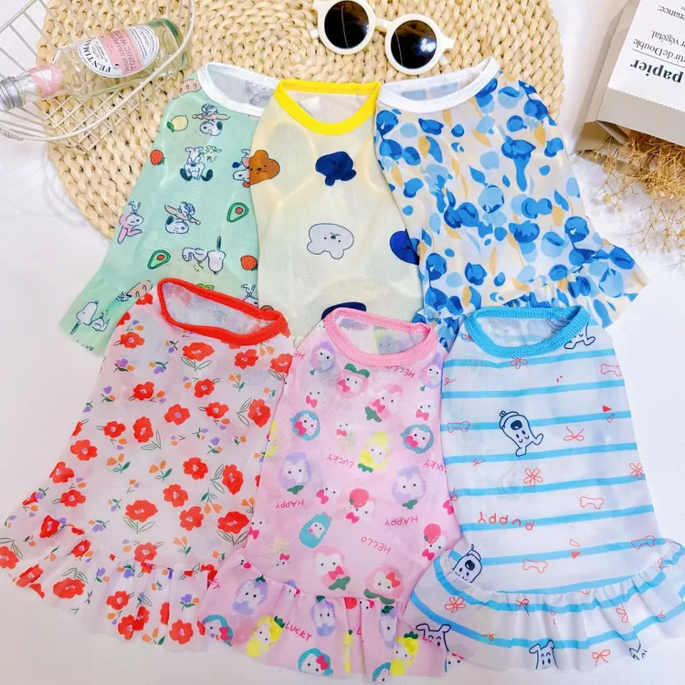 宠物夏季透气连衣裙子大狗狗衣服猫咪泰迪金毛柯基小中大型犬裙子