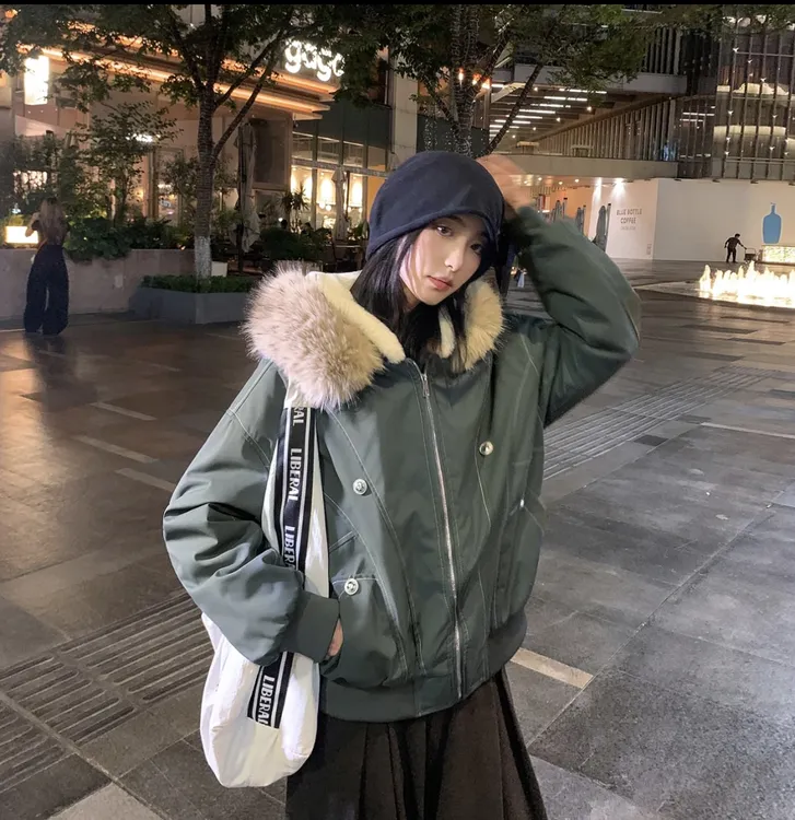 美式复古座山雕加绒派克服冬装棉服女款2025新款百搭加厚棉袄外套