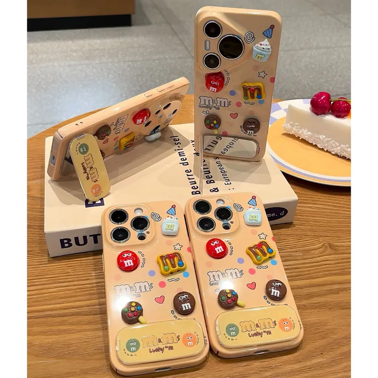 雅天立巧克力m豆支架适用苹果16手机壳华为P70vivoppo小米15硬壳