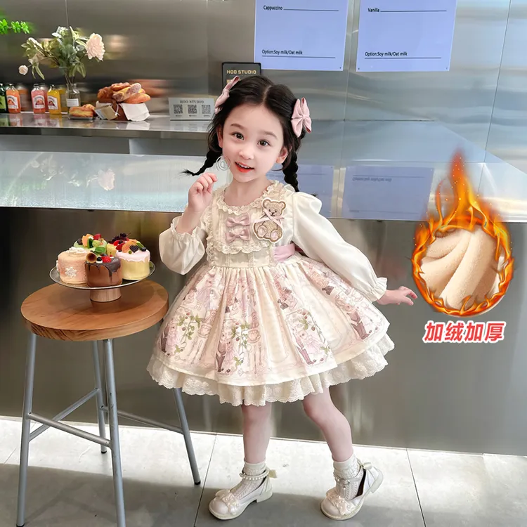 【加绒】洛丽塔女童公主裙秋冬儿童秋装连衣裙小女孩生日裙子CM2311