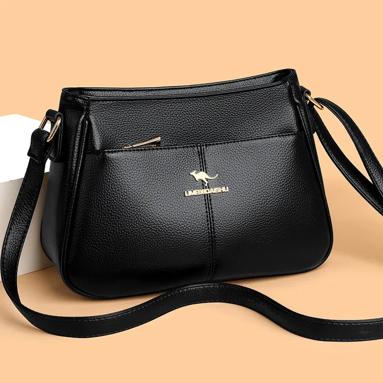 斜挎包拉链暗袋单肩简约肩包中老年韩版大气袋鼠女士包包