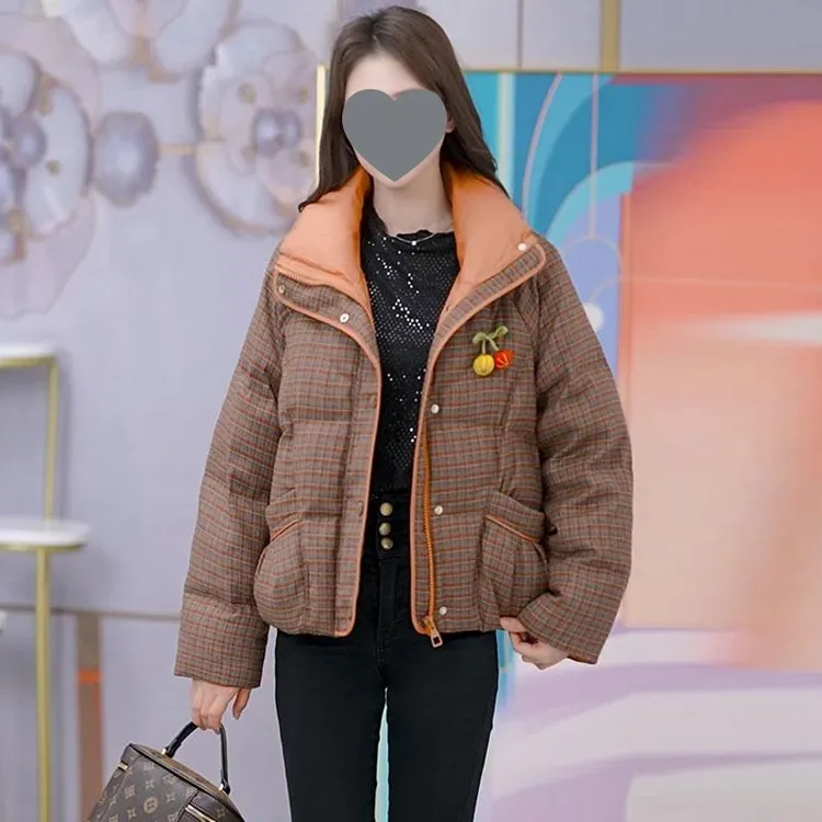 韩版格子棉衣女冬季新款时尚减龄洋气气质宽松百搭休闲棉服外套