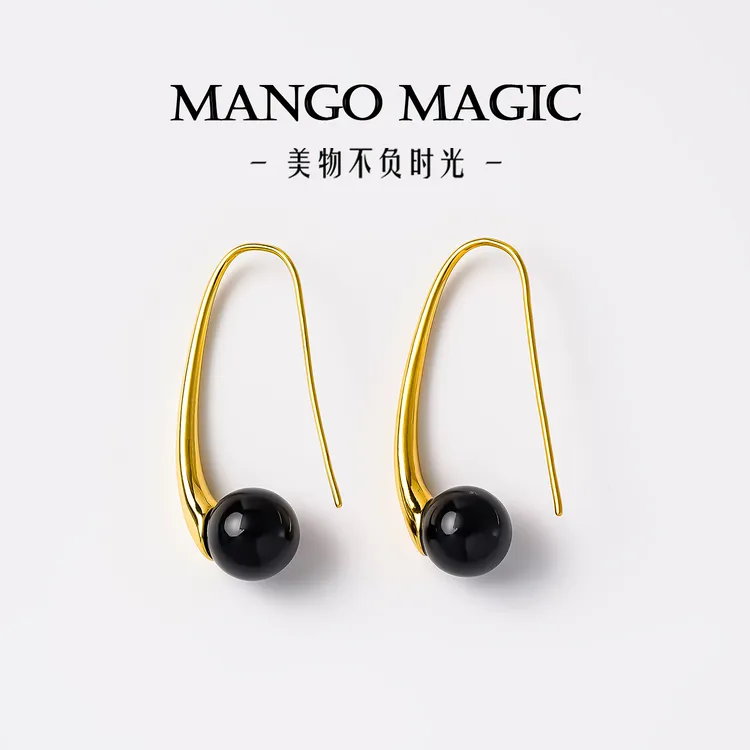 铜合金耳饰 欧美轻奢INS风长水滴耳钩简约复古优雅设计耳饰 9985